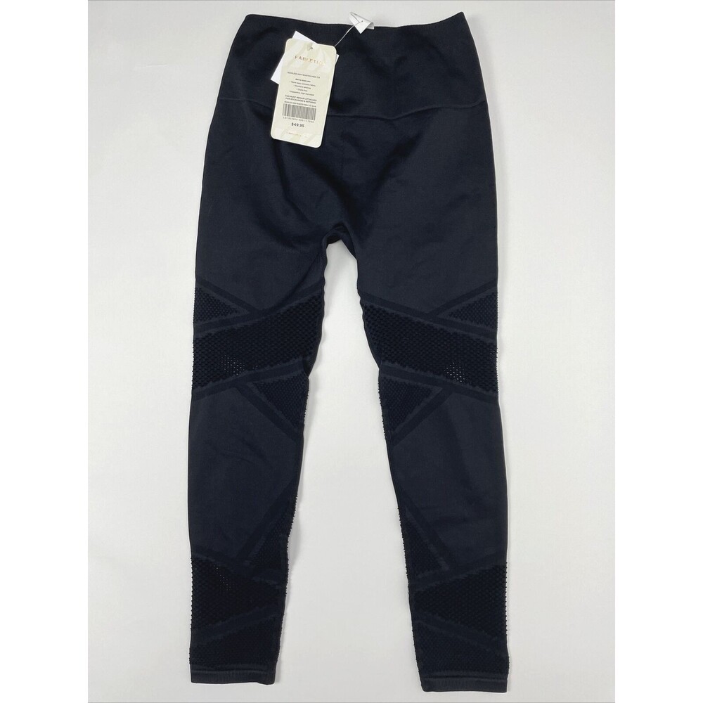 NWT $50 Fabletics Black Seamless High Waisted Mesh 7/8 Leggings Women’s S (A5)